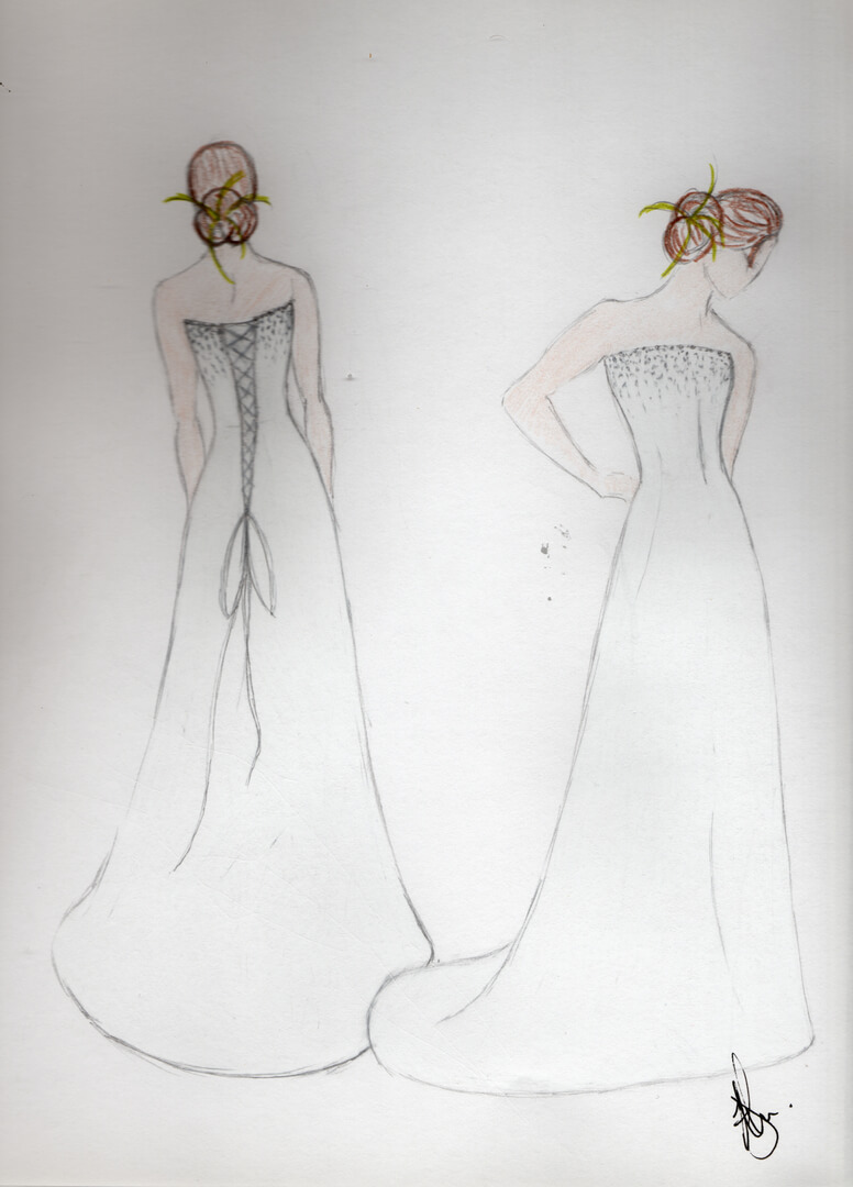 sketch of victorian wedding dress design