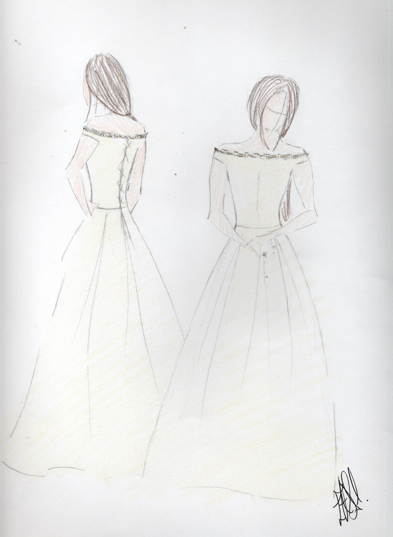 sketch of edwardian wedding dress design